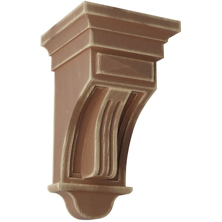 Ekena Millwork 5 1/2"W x 5 1/2"D x 10"H Raised Fluting Wood Vintage Decor Corbel, Weathered Brown CORWD05X05X10RABR